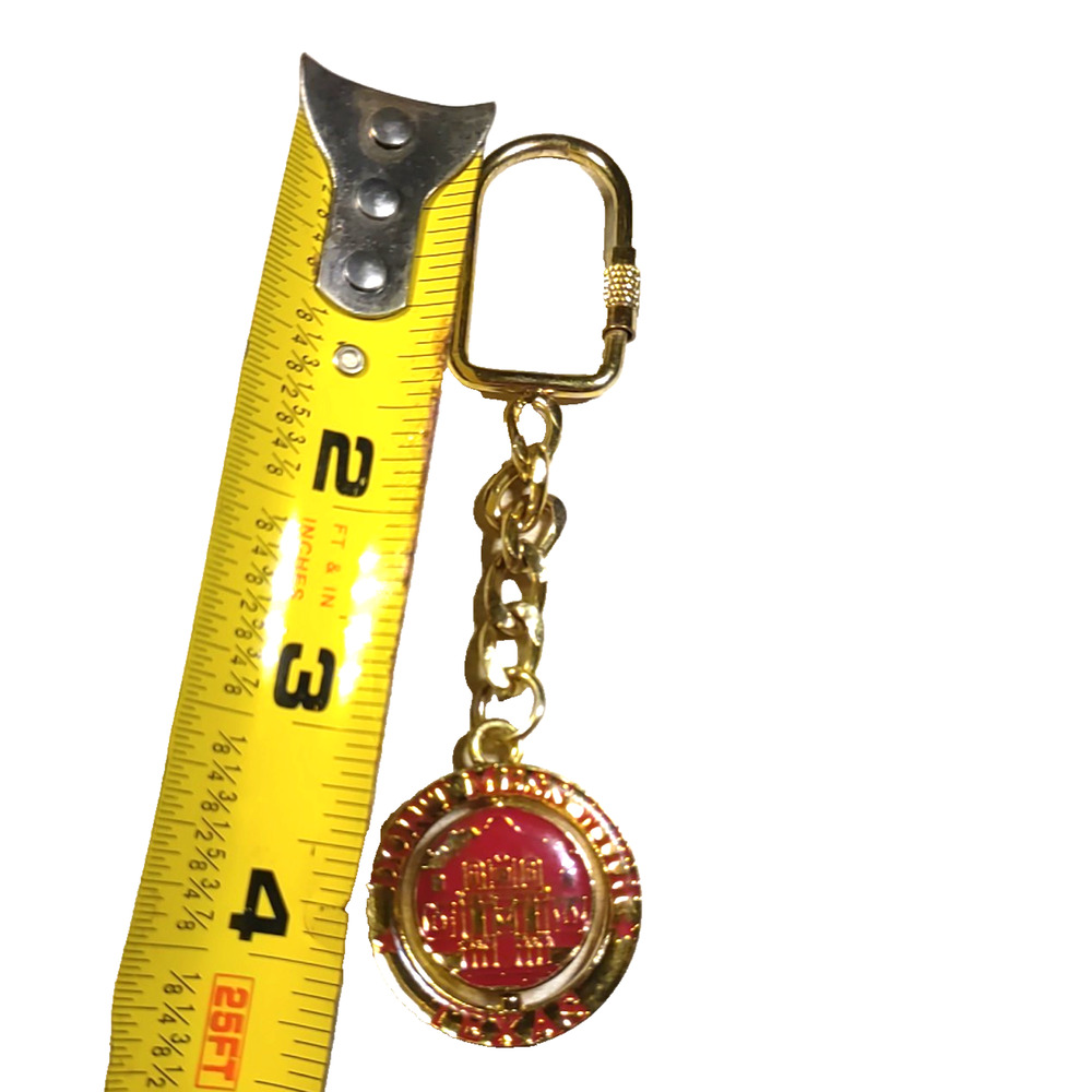 Don't Mess With Texas Spinner Keychain Gold Tone Red Alamo State Souvenir - Picture 3 of 5